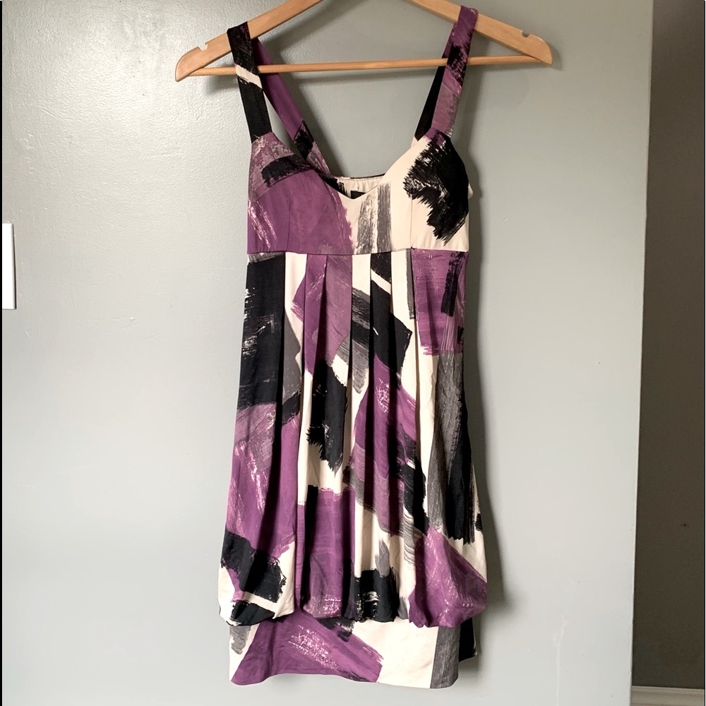 Majora Silky Watercolor Pleated Bubble Dress - Size Small
